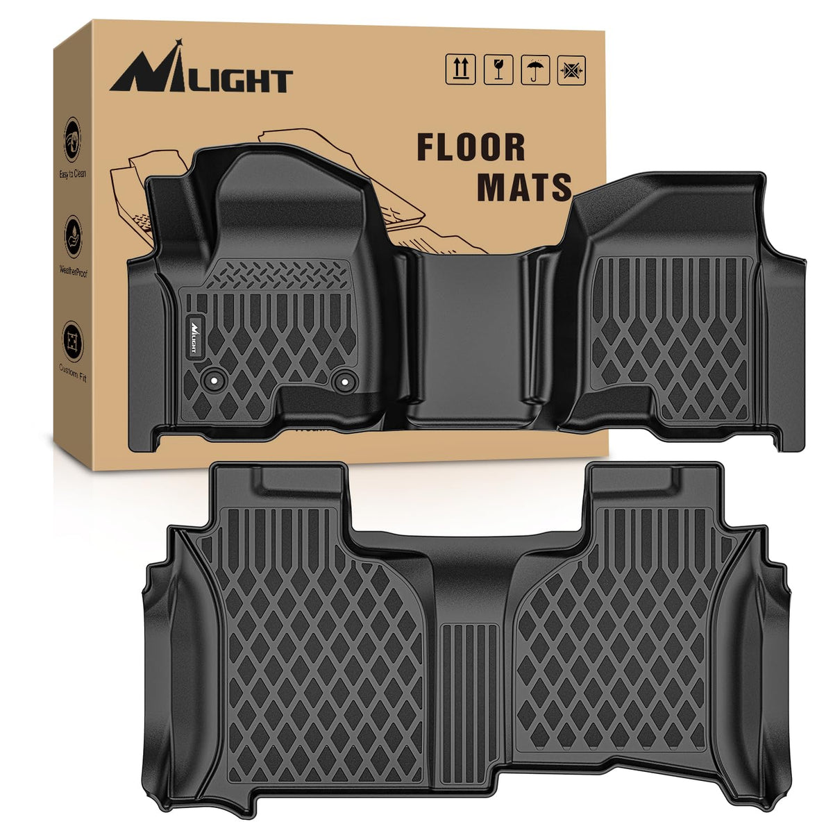 Nilight TPE Floor Mats for Chevy Silverado GMC Sierra Extended Cab