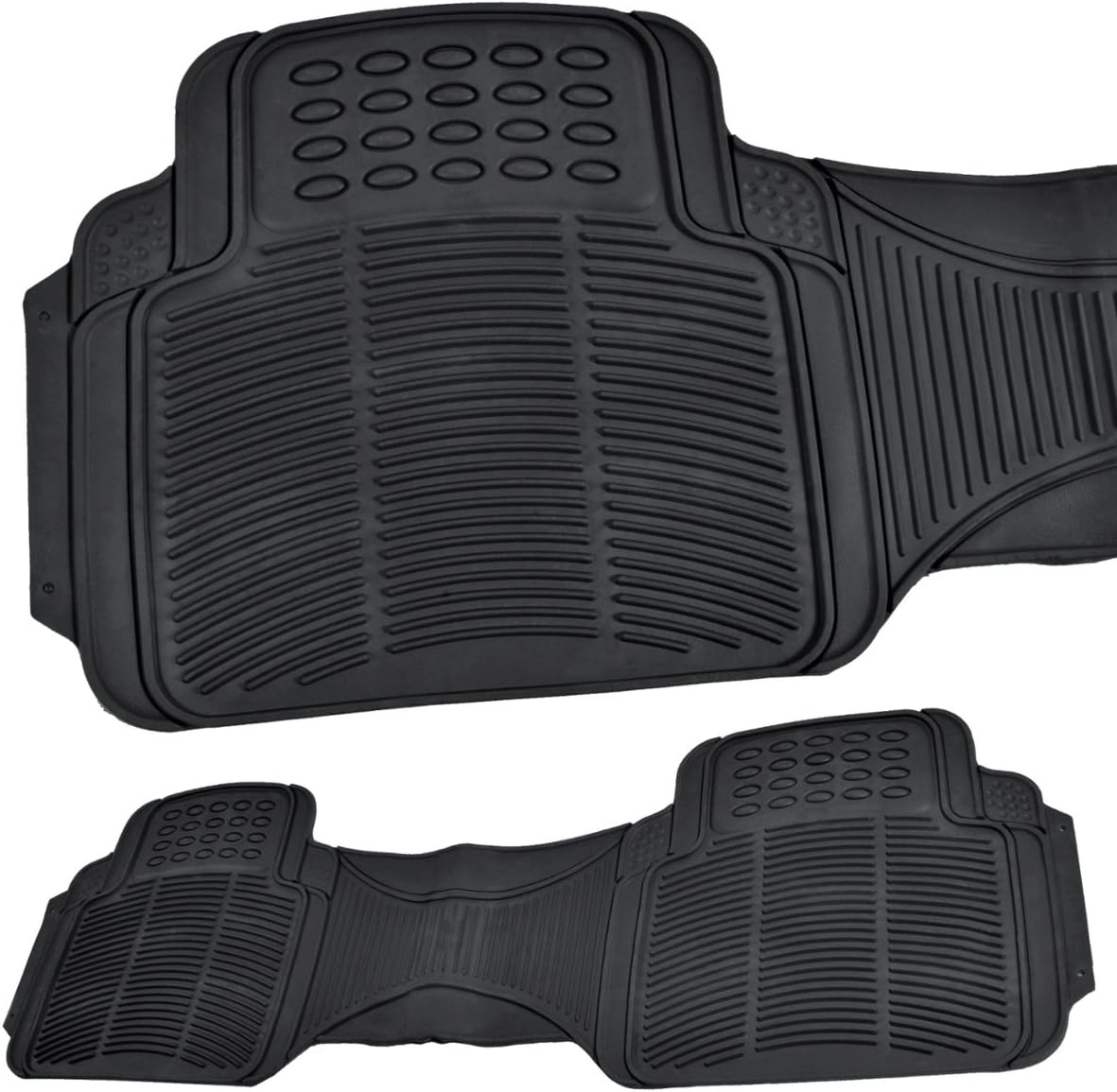 FlexTough Contour Liners - Deep Dish Heavy Duty Rubber Floor Mats for Car SUV Truck & Van - All Weather Protection - Odorless (Original)