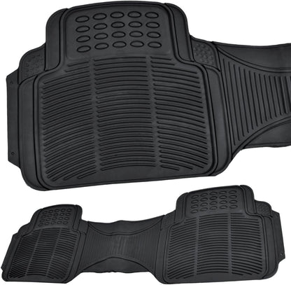 FlexTough Contour Liners - Deep Dish Heavy Duty Rubber Floor Mats for Car SUV Truck & Van - All Weather Protection - Odorless (Original)