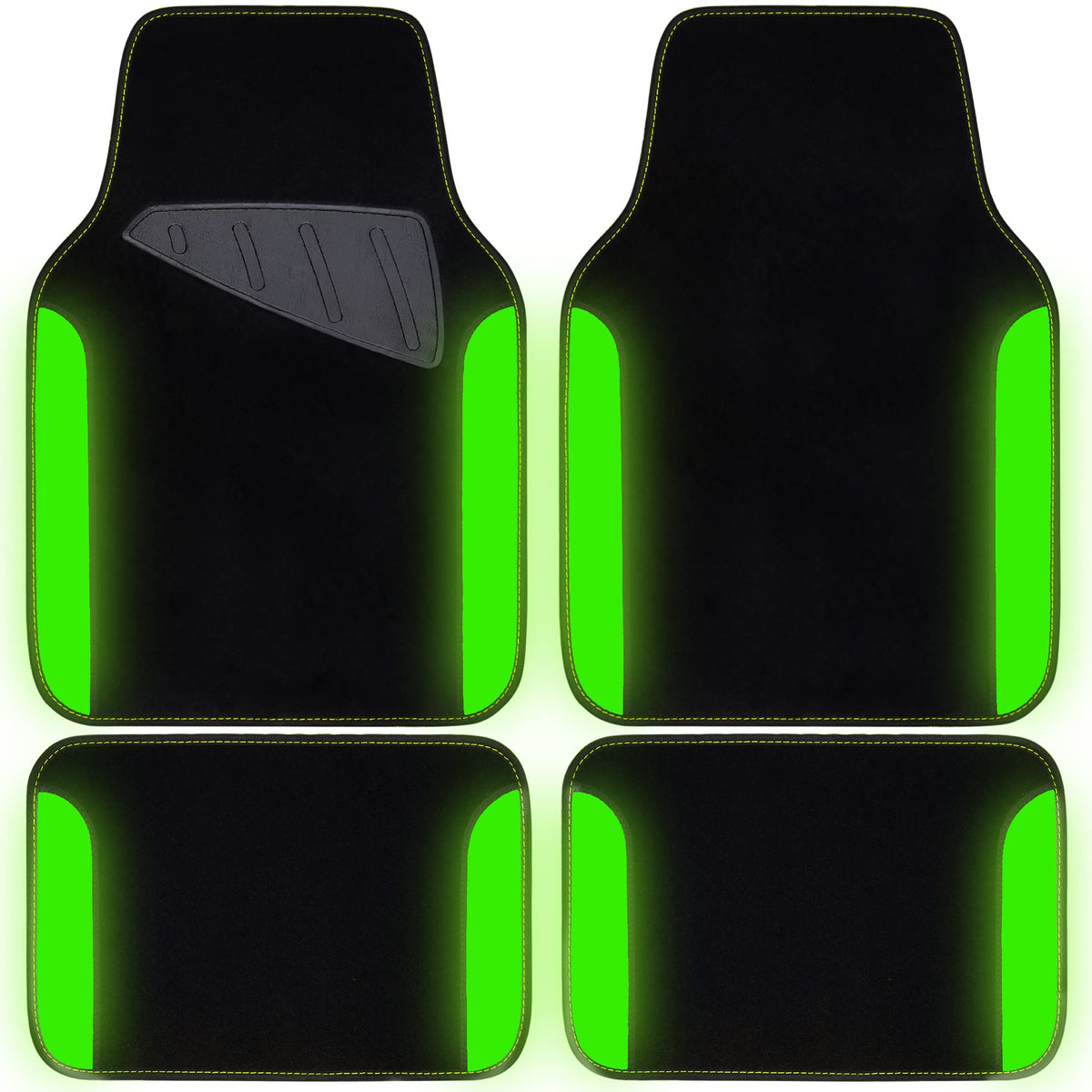 CAR PASS Waterproof Universal Fit Car Floor Mats, Faux Leather Car Carpet Mats, Black Car Mats with Anti-Slip Nibbs Backing & Driver Heel Pad Fit for SUV,Vans,sedans, Trucks,Set of 4pcs(All Black)