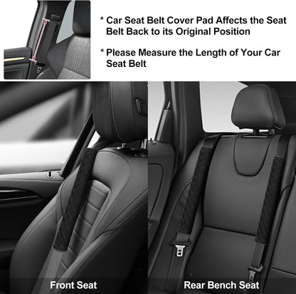 surpassme Car Seat Belt Pads Cover, 2PCS 15in Extra Length Seat Belt Shoulder Strap Covers Protector to Release Stress to Neck and Shoulder for a Safety Driving (Black)