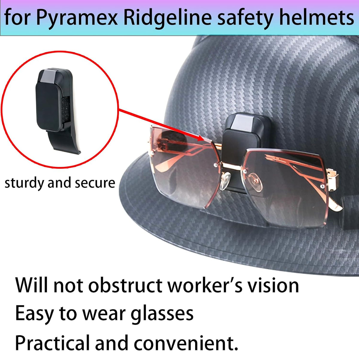 Glasses Holders for Pyramex Ridgeline Hard Hat Accessory，Sunglasses clips can be securely attached to the sun visor