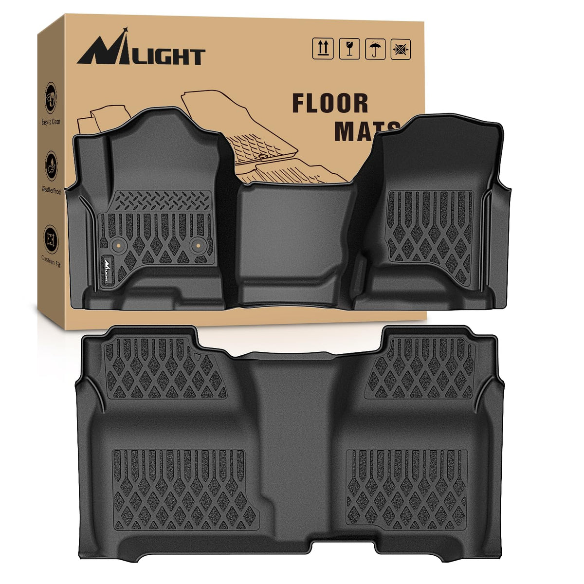 Nilight TPE Floor Mats for Chevy Silverado GMC Sierra Extended Cab