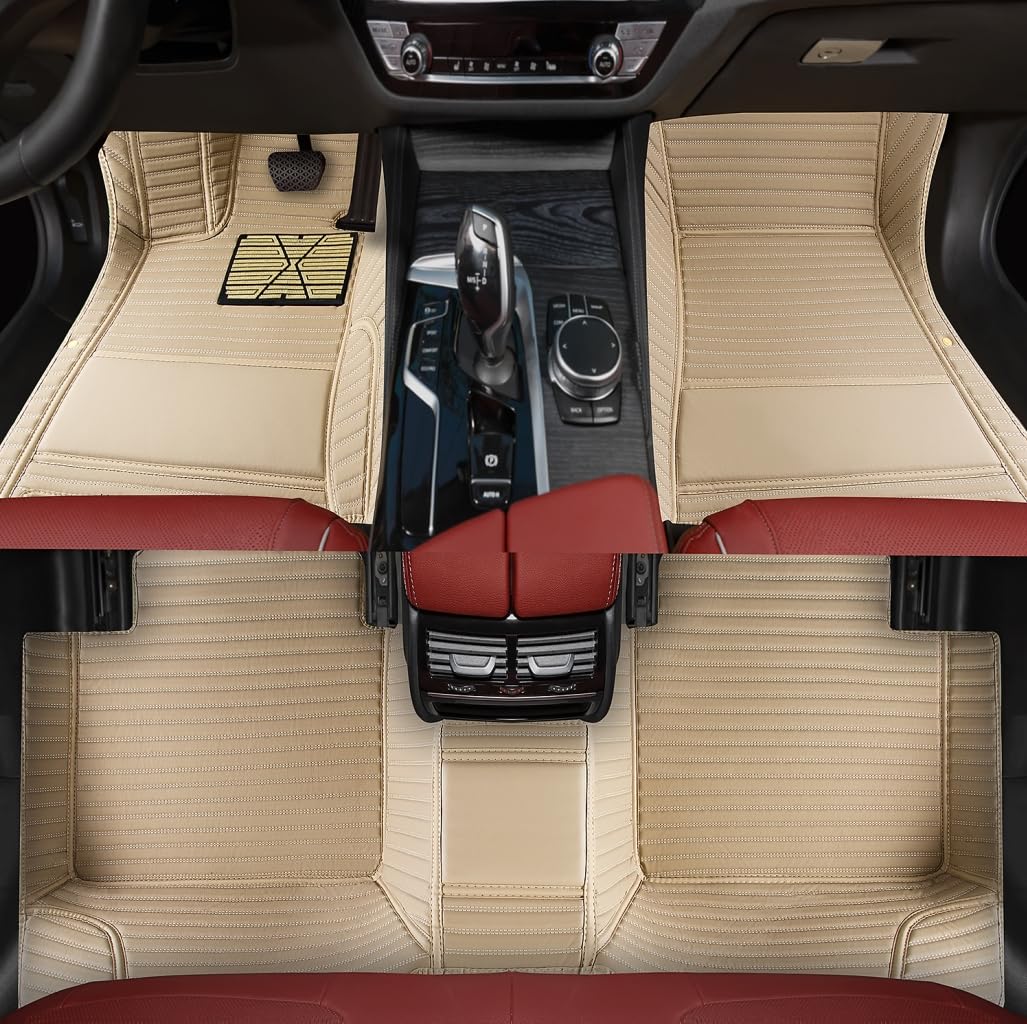 Custom Personalized Floor Mats for Cars，Luxury Full Coverage All Weather Car Floor Mats，Anti-Slip Leather Car Mat Set ，Custom Floor Mats for 99% of Cars, Trucks & SUVs (Pure Black)