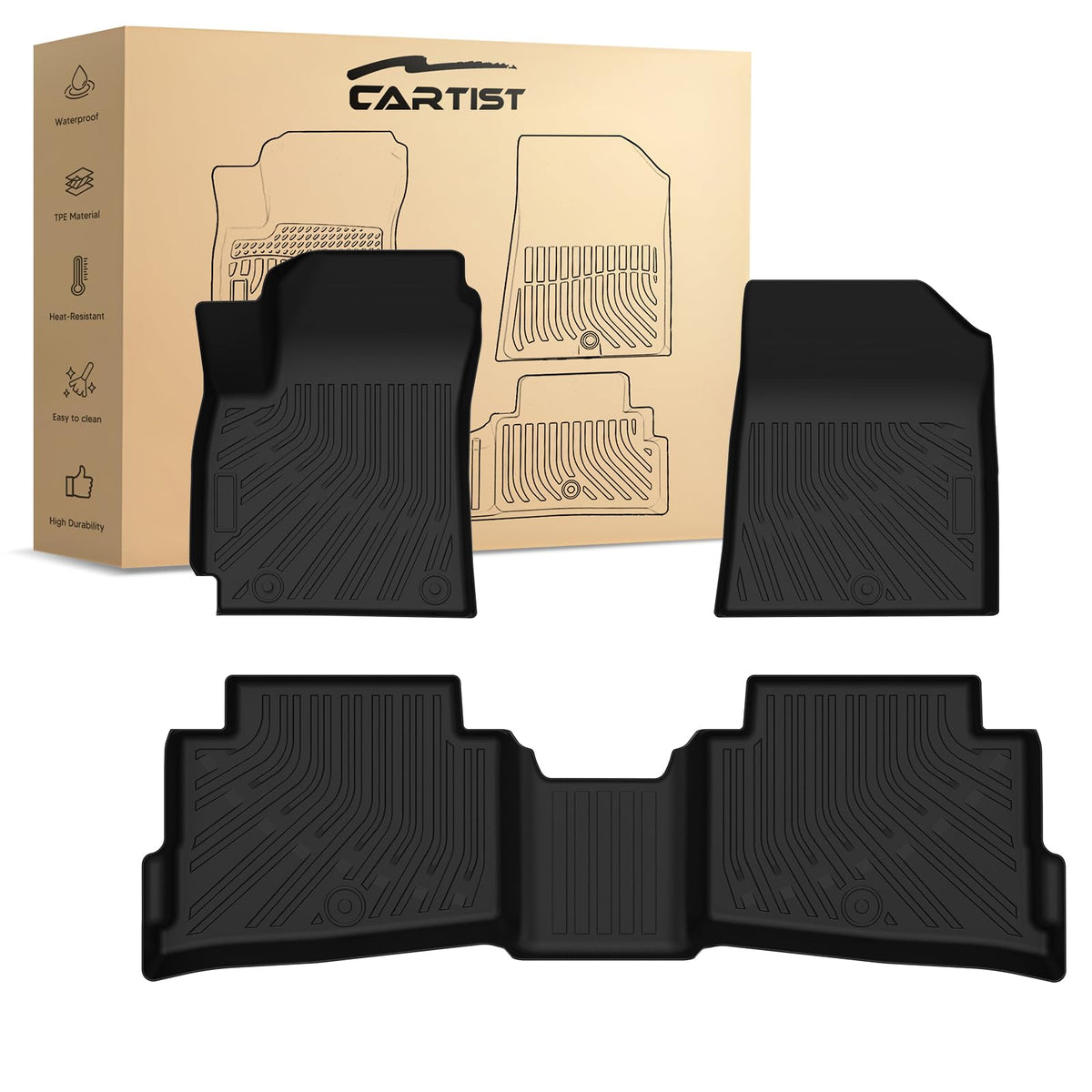 Cartist Floor Mats Fit for Honda HR-V HRV 2023 2024 2025 2026 (Include Hybrid) All Weather Floor Liners Front & 2nd Row Floor Mat for HRV Heavy Duty