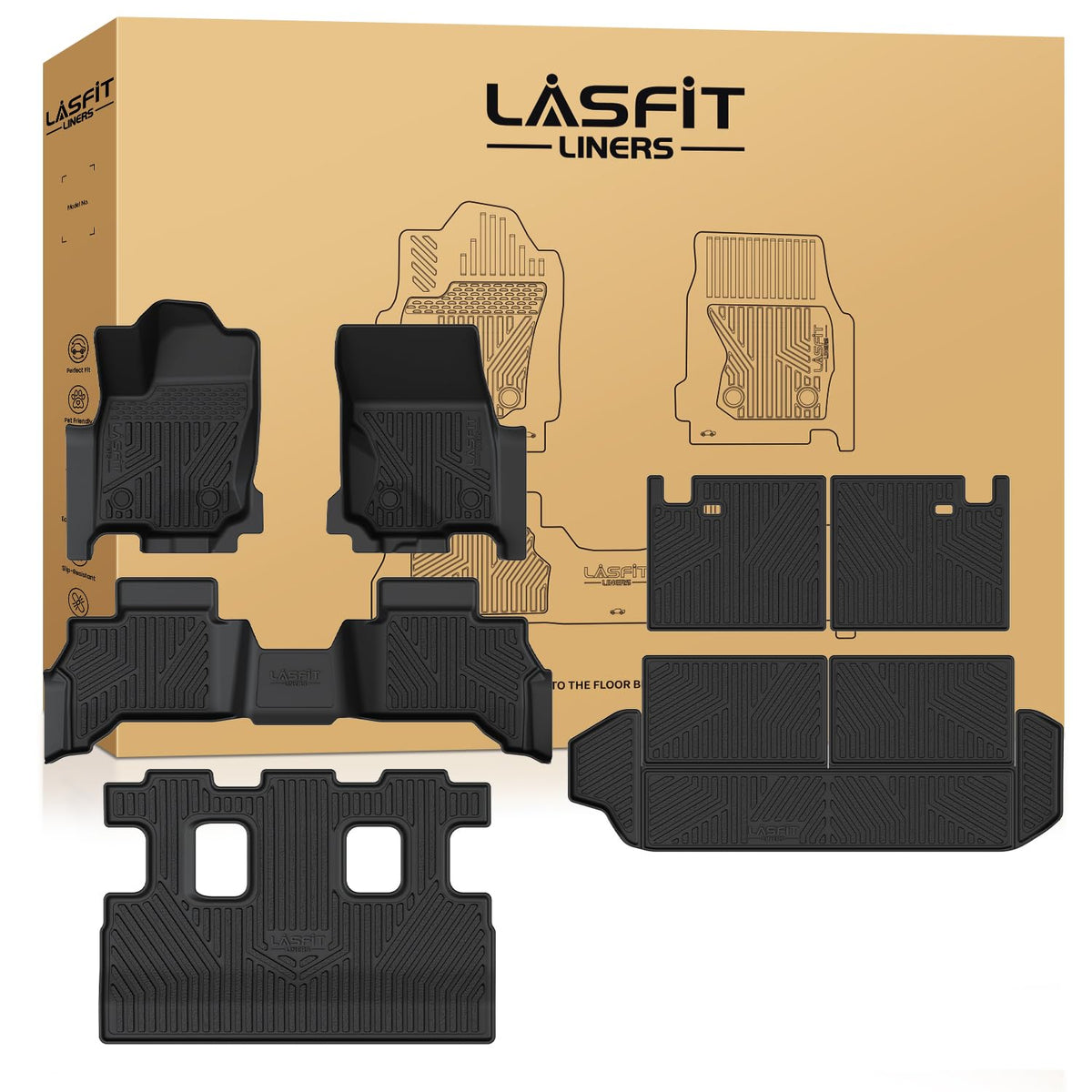 LASFIT Floor Mats for Toyota 4Runner 2013-2024 & for Lexus GX460 2014-2023