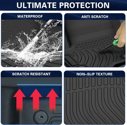 Car Floor Mats for 2012-2017 Chevy Equinox &GMC Terrain/Terrain Denali,All Weather TPE Full Set Includes 1st 2nd Row Front (for 12-17 Chevrolet Equinox/GMC Terrain/Denali)