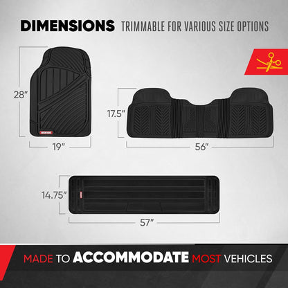 Motor Trend 3 Row Odorless Rubber Floor Mats & Liners for Car SUV Van, Durable Heavy Duty Polymerized Latex Full Interior Protection, Extra-High Ridgeline Design, Black, Model Number: MT-773-801-BK