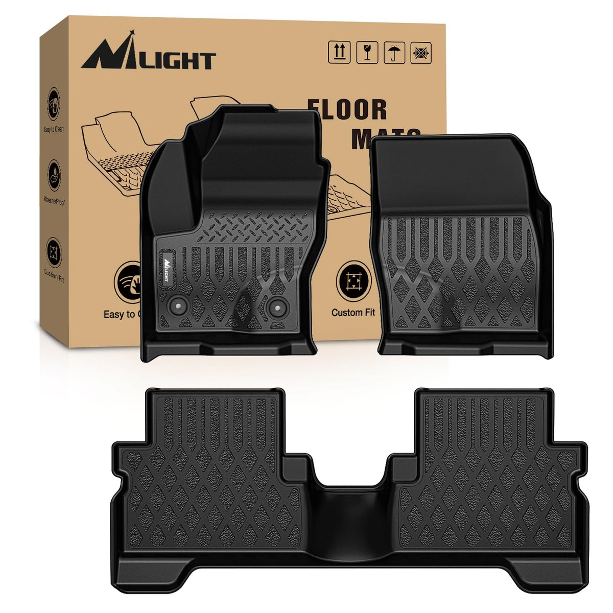 Nilight TPE Floor Mats for Ford F250 F350 F450 Super Duty Crew Cab