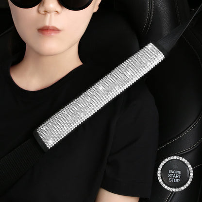 HighnessHwoo Bling Car Seatbelt Covers for Women Girls, Rhinestone Crystal Velvet Seat Belt Cushion Pad Cover Protector, Diamond Shine Safety Shoulder Pad, Car Interior Accessories, 2pcs, Pink, 25cm