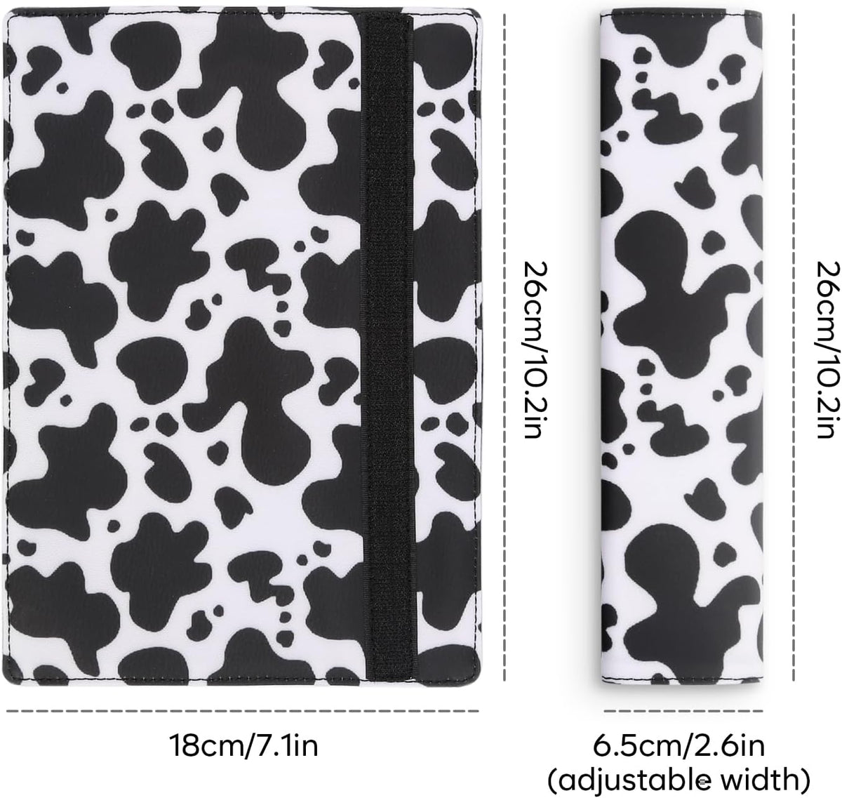 2 PCS Seat Belt Cover Pad, Soft and Cute Seat Belt Protector, Universal Car Accessories and Interior Décor (Cow Print)