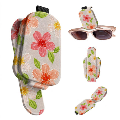 Sunglasses Holder for Car Visor, PU Leather Glasses Clip Organizer, Cute Magnetic Eyeglass Holder for Vehicle Sun Visor, Car Interior Accessory for Women & Men, Paw Hearts