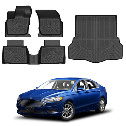 Powerty Floor Mats for 2019-2024 2025 Toyota RAV4 Accessories All Weather Floor Liner 3D TPO 1st & 2nd Row Floor Mat Heavy-Duty Floor Liners(FIT All Models)