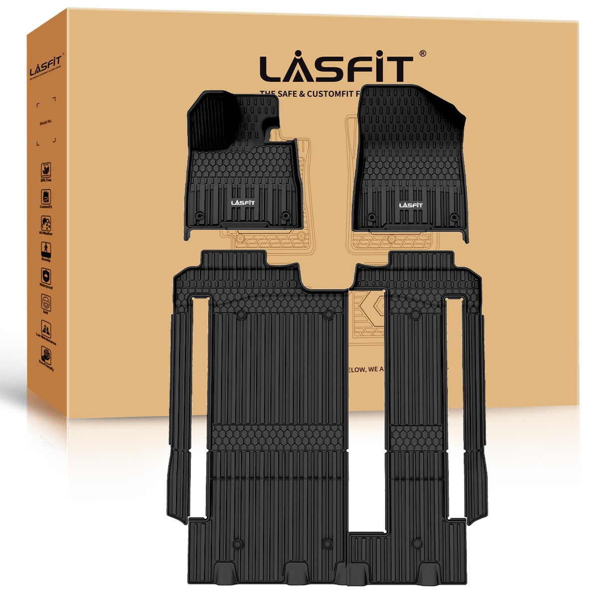 LASFIT Floor Mats for Toyota 4Runner 2013-2024 & for Lexus GX460 2014-2023
