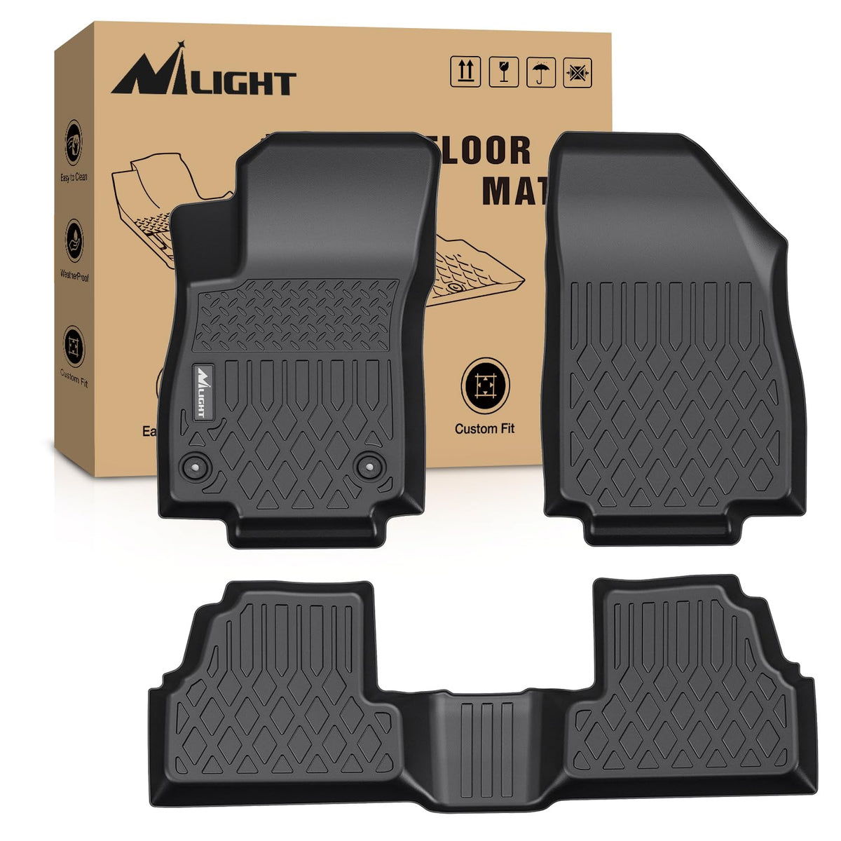 Nilight TPE Floor Mats for Chevy Silverado GMC Sierra Extended Cab