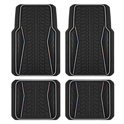 PIC AUTO Car Floor Mats, Pink Aluminum-Molded with Full-Circle Iridescent Inlay Strip Car Mats, Universal-Fit Rubber Mats for Cars, Trucks & SUVs, All-Weather, Non-Slip, Easy-to-Clean Interior Mats