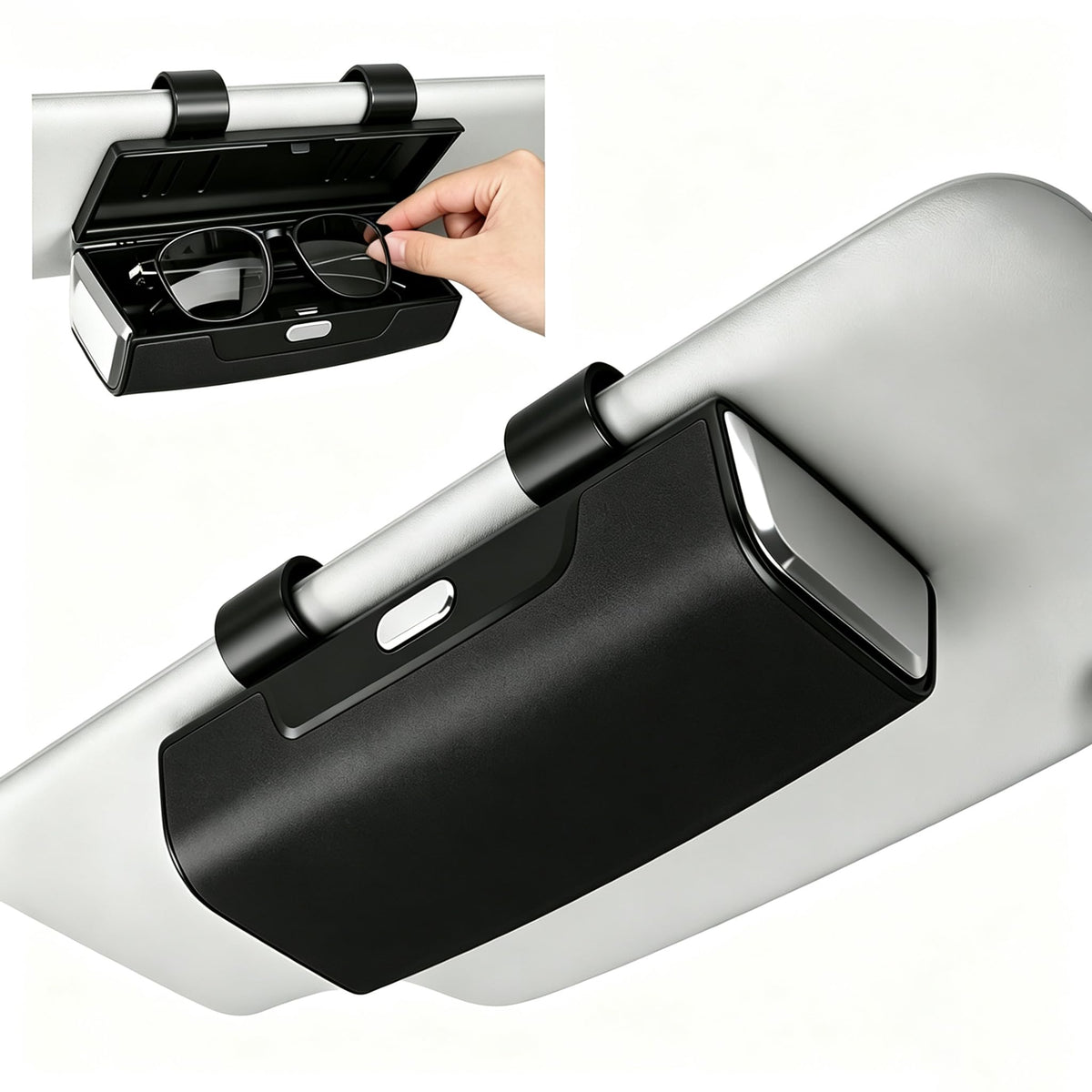 Car Eyeglasses Storage Case,Beige Anti-Scratch Sunglasses Holder