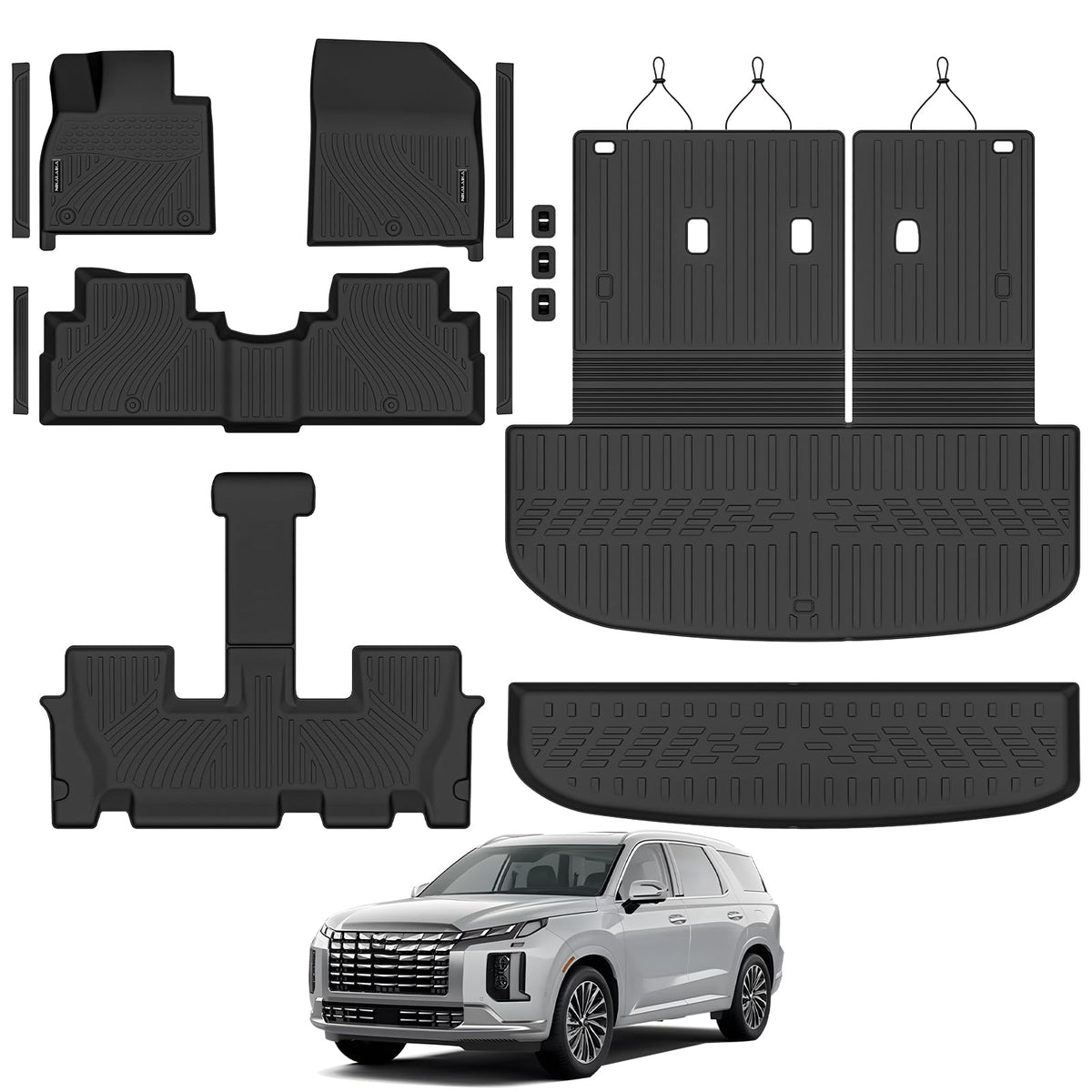 Floor Mats & Cargo Liner for 2022-2026 Jeep Wagoneer 8 Passenger (Non L/S)