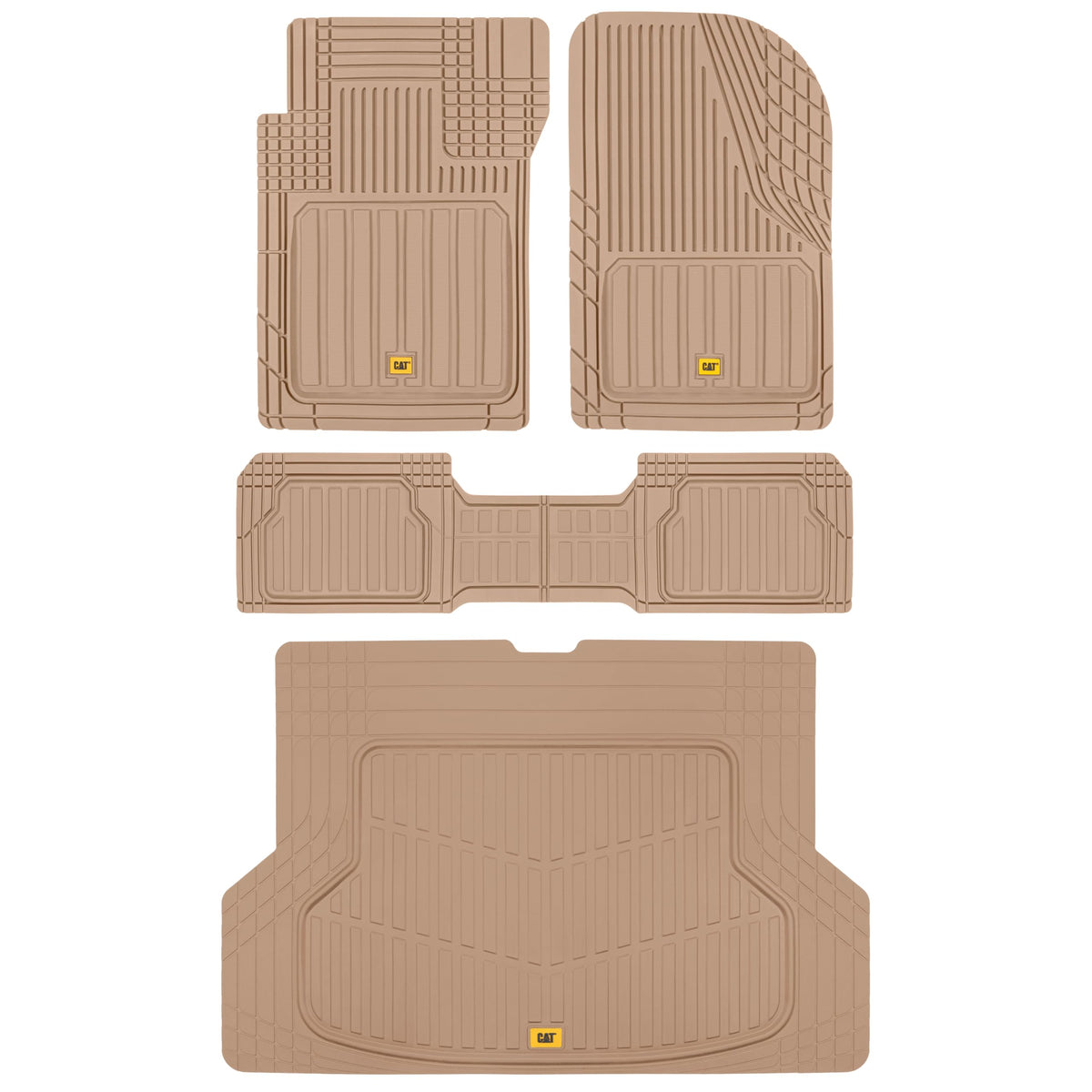 Cat® ToughLiner™ Gray Car Floor Mats - Heavy Duty Trim to Fit Floor Mats for Trucks - All-Weather Truck Accessories & Odorless Rubber Automotive Floor Mats - Car Mats & SUV Floor Liners for Car