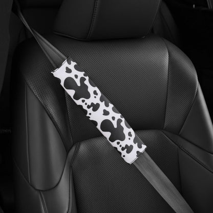 2 PCS Seat Belt Cover Pad, Soft and Cute Seat Belt Protector, Universal Car Accessories and Interior Décor (Cow Print)