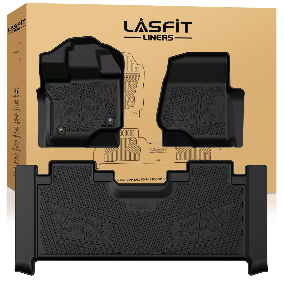LASFIT Floor Mats for Ford F250 F350 F450 1999-2007 Crew Cab Carpet Floor