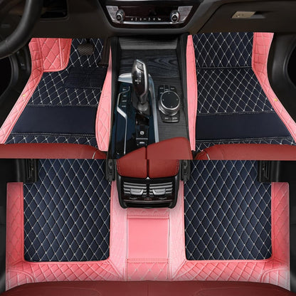Custom Personalized Floor Mats for Cars，Luxury Full Coverage All Weather Car Floor Mats，Anti-Slip Leather Car Mat Set ，Custom Floor Mats for 99% of Cars, Trucks & SUVs (Pure Black)
