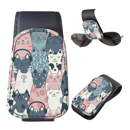 Sunglasses Holder for Car Visor, PU Leather Glasses Clip Organizer, Cute Magnetic Eyeglass Holder for Vehicle Sun Visor, Car Interior Accessory for Women & Men Tropical Neon Flowers