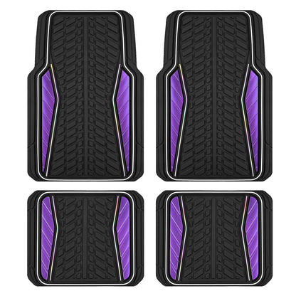 PIC AUTO Car Floor Mats, Pink Aluminum-Molded with Full-Circle Iridescent Inlay Strip Car Mats, Universal-Fit Rubber Mats for Cars, Trucks & SUVs, All-Weather, Non-Slip, Easy-to-Clean Interior Mats
