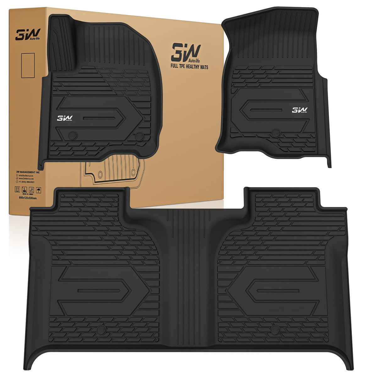 3W Floor Mats for Chevrolet Chevy Colorado/GMC Canyon Crew Cab 2023-2026