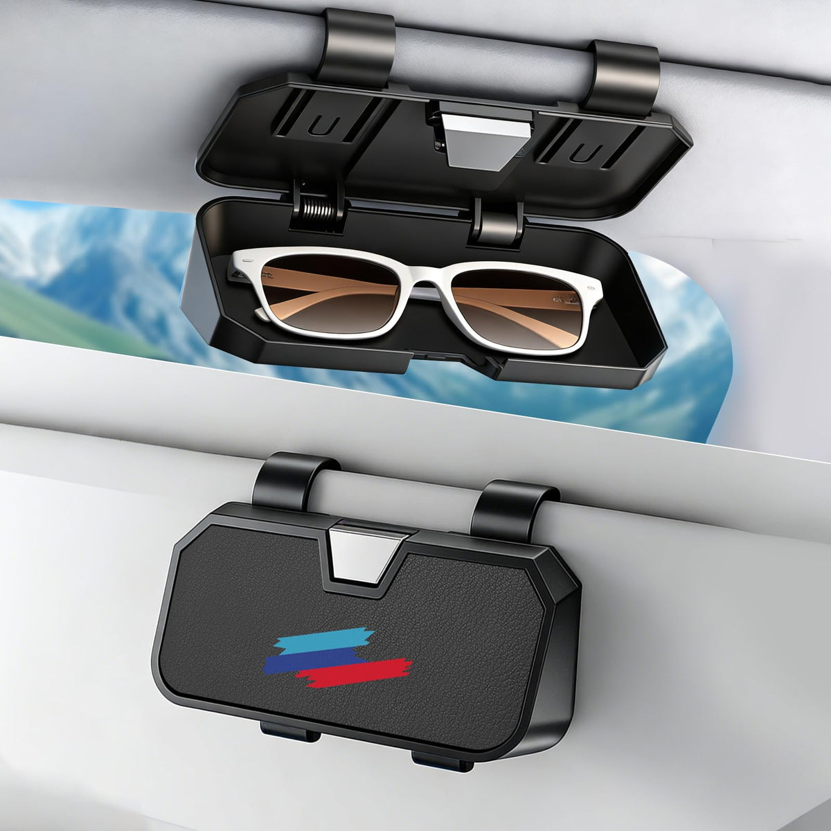 Sunglasses Holder for Car Visor Leather Eyeglasses Organizer Case for BMW X3 X5 X7 X1 3 4 2 5 Series Accessories
