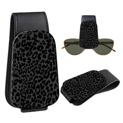 Leather Magnetic Sunglass Holder for Car Sun Visor, Cute Eyeglass Ticket Card Hanger Clip, Universal Auto Interior Accessories for SUV Pickup Truck, Dark Mushroom