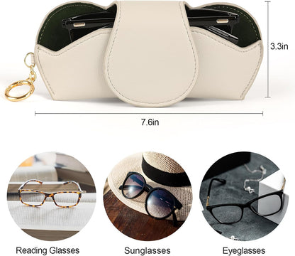 KINIVA Sunglasses Holder for Car Visor with Hanging Hook Portable Leather Glasses Storage Bag with Detachable Clips