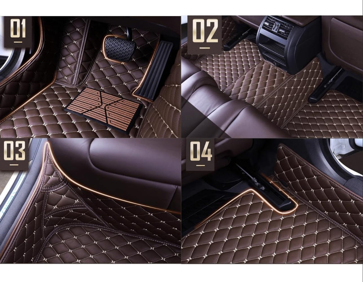 Custom Personalized Floor Mats for Cars，Luxury Full Coverage All Weather Car Floor Mats，Anti-Slip Leather Car Mat Set ，Custom Floor Mats for 99% of Cars, Trucks & SUVs (Pure Black)