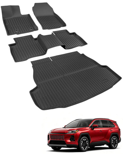 Car Floor Mats for Toyota Prius 2010-2015, 4PCS TPE Car Mats & Trunk Liner