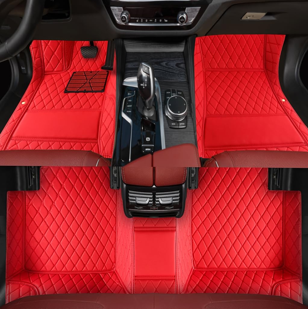 Custom Personalized Floor Mats for Cars，Luxury Full Coverage All Weather Car Floor Mats，Anti-Slip Leather Car Mat Set ，Custom Floor Mats for 99% of Cars, Trucks & SUVs (Pure Black)