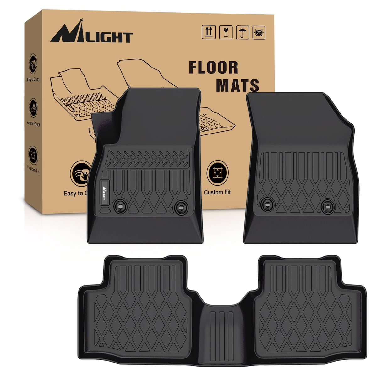 Nilight TPE Floor Mats for Chevy Silverado GMC Sierra Extended Cab