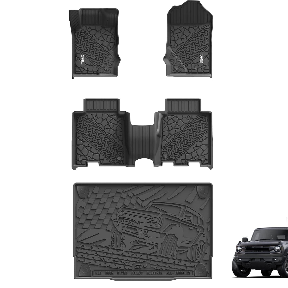 3W Floor Mats for Chevrolet Chevy Colorado/GMC Canyon Crew Cab 2023-2026