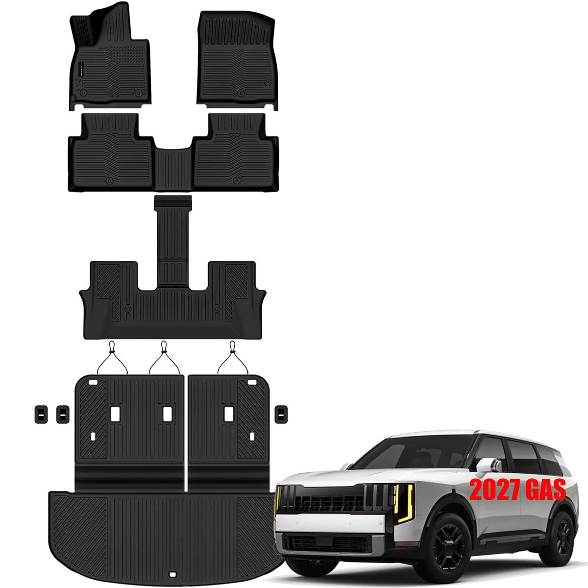 AUXKO Floor Mats Cargo Mat Backrest Mat for 2027 Kia Telluride Hybrid