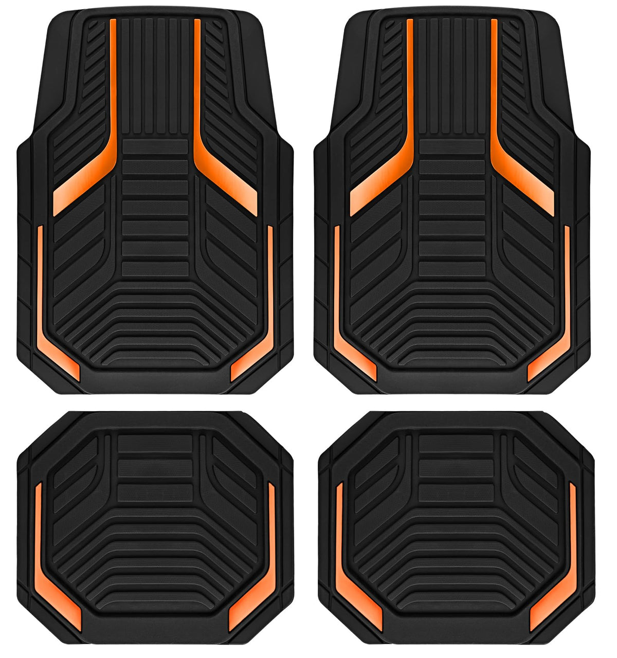 PIC AUTO Heavy Duty Rubber Floor Mats, Purple Aluminum Film Car Mats Set, Front and Rear Car Mats with Anti-Slip Backing, All Weather Protection, Trim-to-Fit for Automotive SUV, Sedan, Van