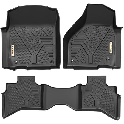 YITAMOTOR Floor Mats Fit for 2013-2018 Dodge Ram 1500/2500/3500 Crew Cab, 2019-2024 Ram 1500 Classic Crew Cab 1st & 2nd Row All Weather Heavy Duty Floor Liners Black