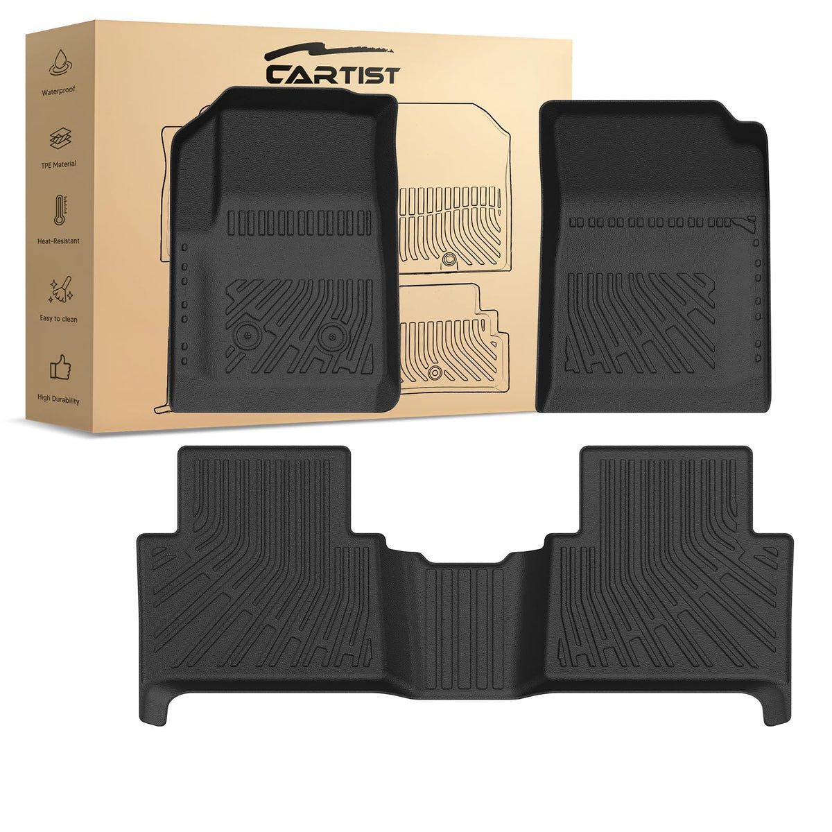 Cartist Floor Mats Fit for Honda HR-V HRV 2023 2024 2025 2026 (Include Hybrid) All Weather Floor Liners Front & 2nd Row Floor Mat for HRV Heavy Duty