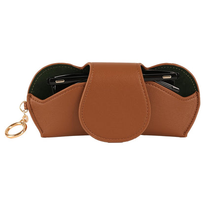 KINIVA Sunglasses Holder for Car Visor with Hanging Hook Portable Leather Glasses Storage Bag with Detachable Clips
