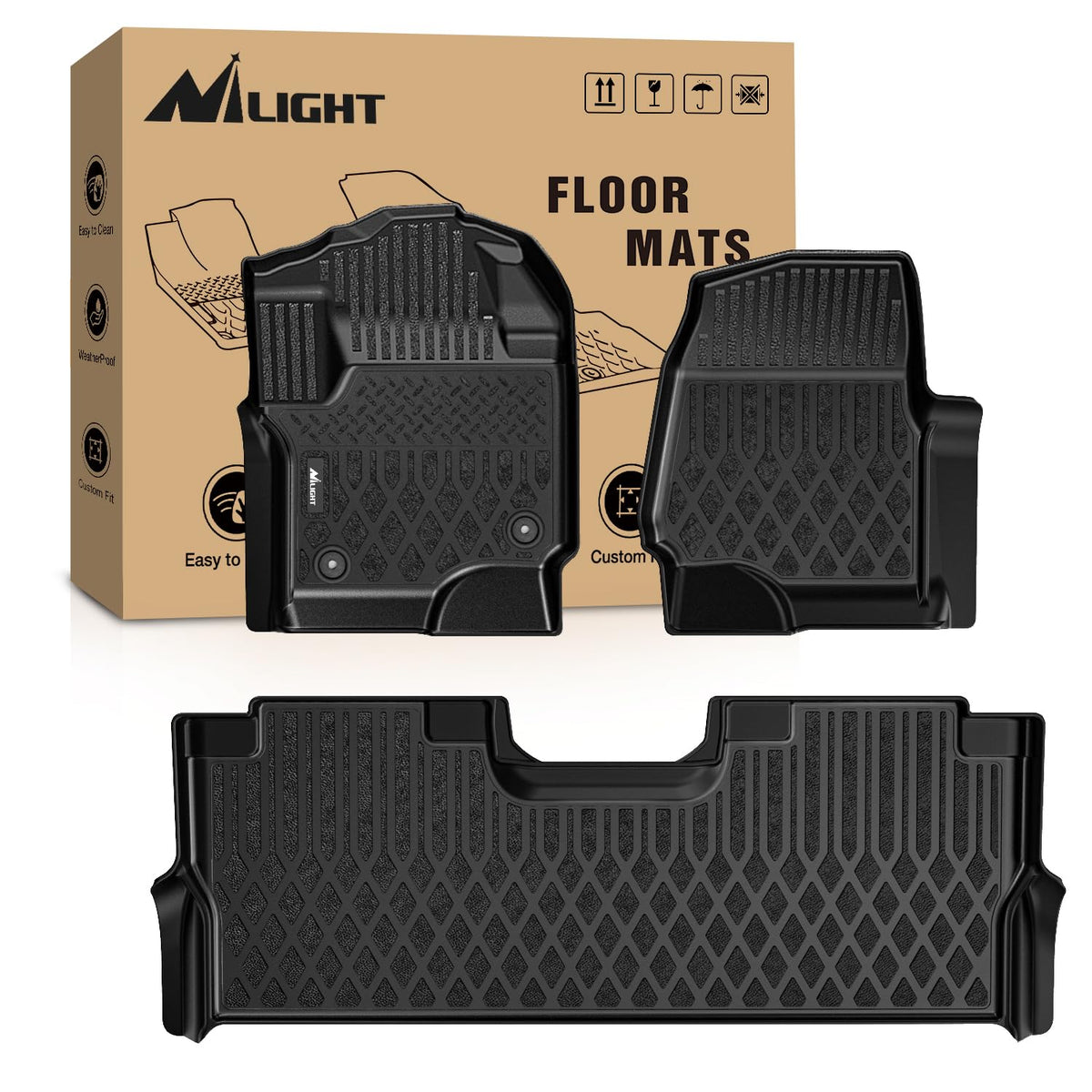 Nilight TPE Floor Mats for Ford F250 F350 F450 Super Duty Crew Cab