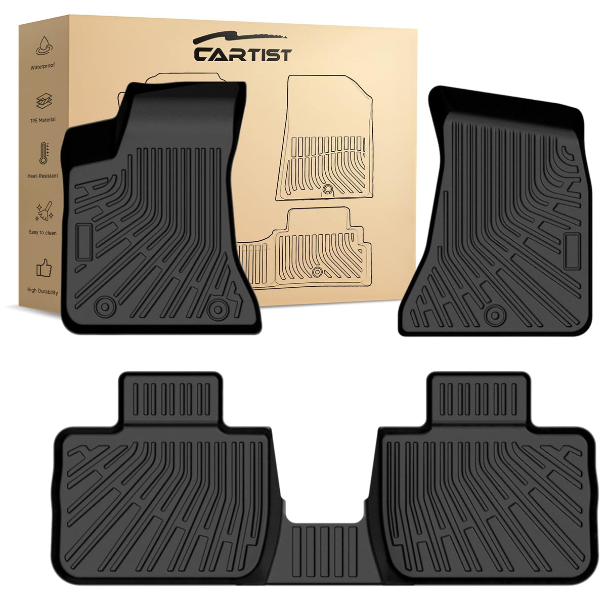 Cartist Floor Mats Fit for Honda HR-V HRV 2023 2024 2025 2026 (Include Hybrid) All Weather Floor Liners Front & 2nd Row Floor Mat for HRV Heavy Duty