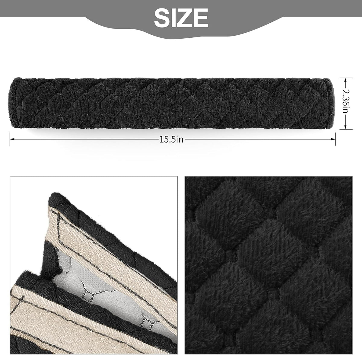 surpassme Car Seat Belt Pads Cover, 2PCS 15in Extra Length Seat Belt Shoulder Strap Covers Protector to Release Stress to Neck and Shoulder for a Safety Driving (Black)