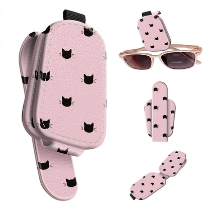 Sunglasses Holder for Car Visor, PU Leather Glasses Clip Organizer, Cute Magnetic Eyeglass Holder for Vehicle Sun Visor, Car Interior Accessory for Women & Men, Glitter