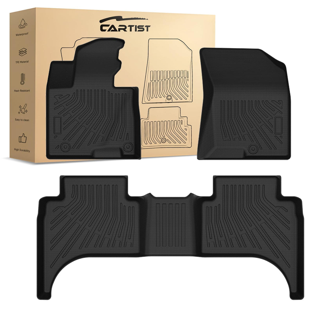Cartist Floor Mats Fit for Honda HR-V HRV 2023 2024 2025 2026 (Include Hybrid) All Weather Floor Liners Front & 2nd Row Floor Mat for HRV Heavy Duty
