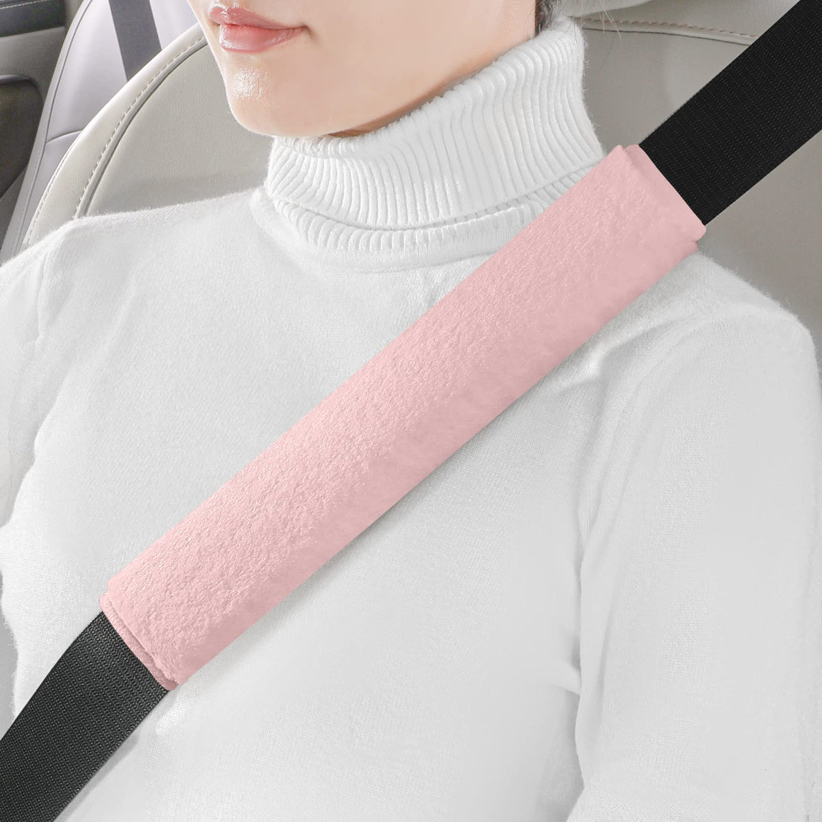 LACDL Extra Long Seatbelt Covers Super Soft Furry for Adults Kids Women & Men, Thick Plush Full Car Seat Belt Cushion, Fluffy Shoulder Pad Protector, Auto Interior Accessories, 1pc, Off White, 15.5in