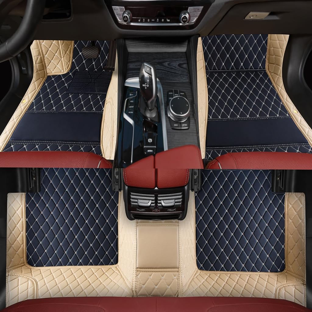 Custom Personalized Floor Mats for Cars，Luxury Full Coverage All Weather Car Floor Mats，Anti-Slip Leather Car Mat Set ，Custom Floor Mats for 99% of Cars, Trucks & SUVs (Pure Black)