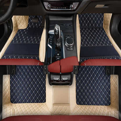 Custom Personalized Floor Mats for Cars，Luxury Full Coverage All Weather Car Floor Mats，Anti-Slip Leather Car Mat Set ，Custom Floor Mats for 99% of Cars, Trucks & SUVs (Pure Black)